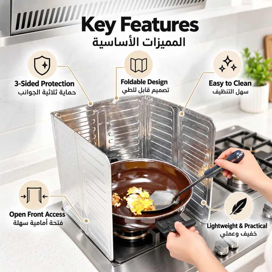 3 Sided Oil Splatter Guard |for Frying Stove Splatter Guard Anti Oil β photo 2