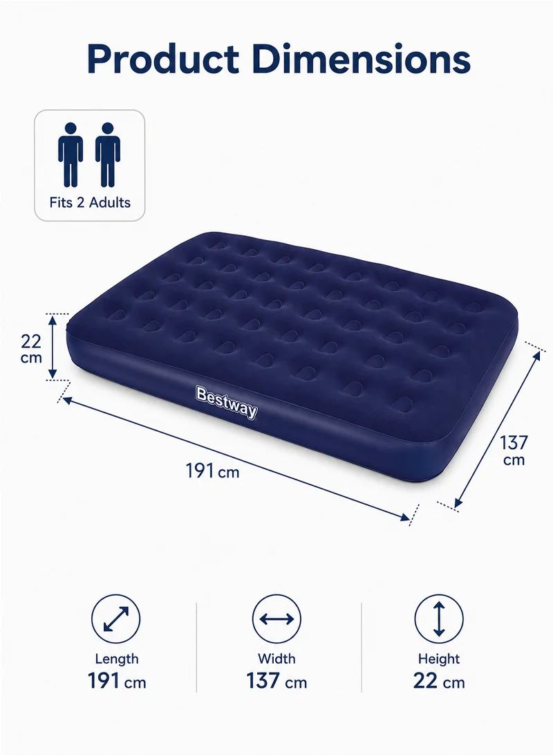 191x137x22cm Inflatable Flocked Double Air Mattress, Portable Sleeping Bed 67002 — photo 2