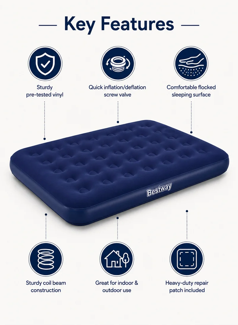 191x137x22cm Inflatable Flocked Double Air Mattress, Portable Sleeping Bed 67002 β photo 5