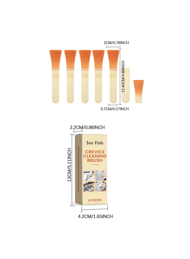 6Pcs Gap Cleaning Brush Set for Crevice / Small Space, PP Handle Nylon Bristles β photo 5