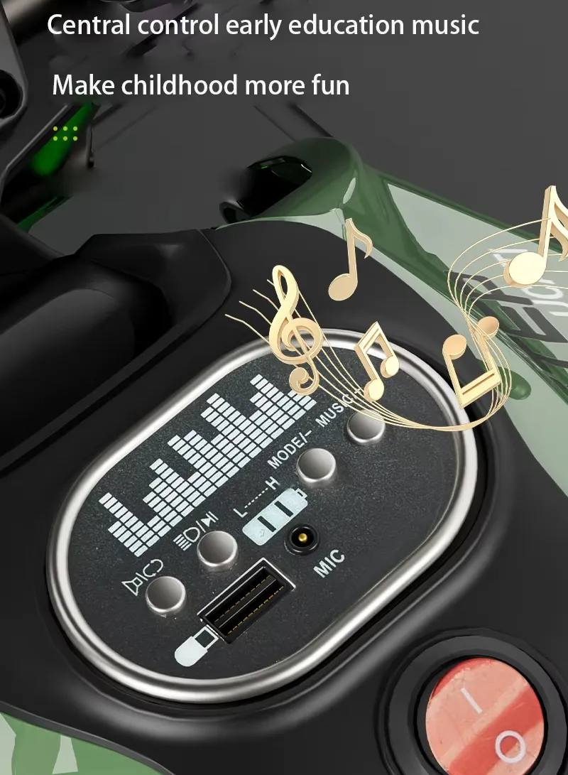 3 Years+ Rechargeable Kids Ride-On Motor Bike with Handle Accelerator & Brake Pedal, LED Lights β photo 3
