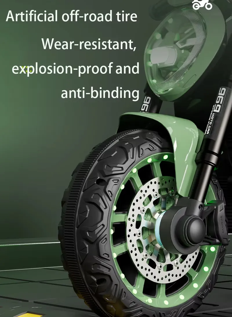 3 Years+ Rechargeable Kids Ride-On Motor Bike with Handle Accelerator & Brake Pedal, LED Lights β photo 5