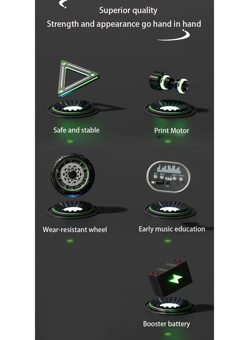 3 Years+ Rechargeable Kids Ride-On Motor Bike with Handle Accelerator & Brake Pedal, LED Lights — photo 6