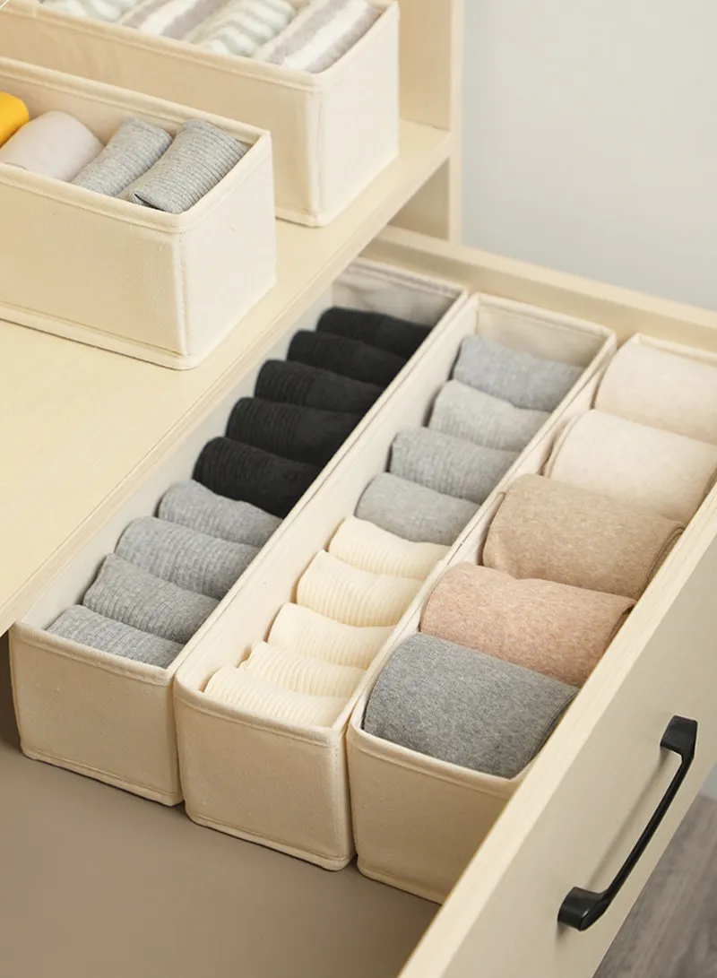 Portable Durable & Sturdy Cotton Storage Box, Multi-Purpose Linen Storage Organizer Box - Beige — photo 5