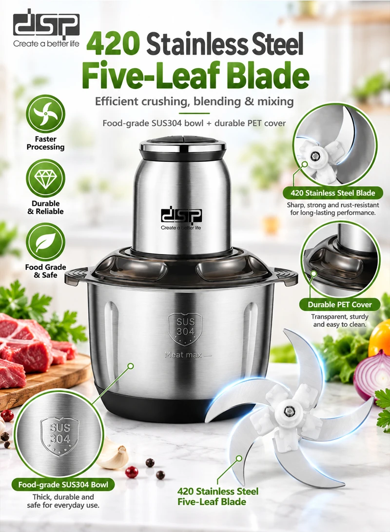 5L High Power Food Chopper, Adjustable Speed Food Processor — photo 5