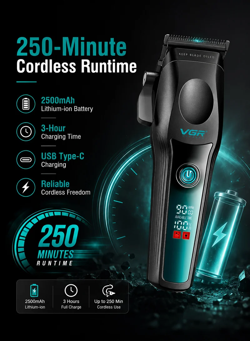 Professional Rechargeable Hair Clipper & Shaver with Adjustable Taper Lever & LED Display — photo 5