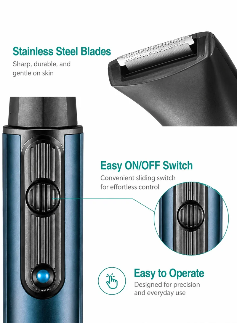 2-in-1 Professional Nose & Hair Trimmer, Rechargeable Body Trimmer Sideburn & Ear Trimmer – Blu — photo 3
