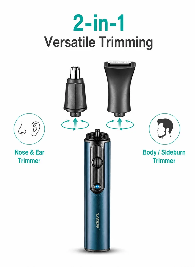 2-in-1 Professional Nose & Hair Trimmer, Rechargeable Body Trimmer Sideburn & Ear Trimmer – Blu — photo 5