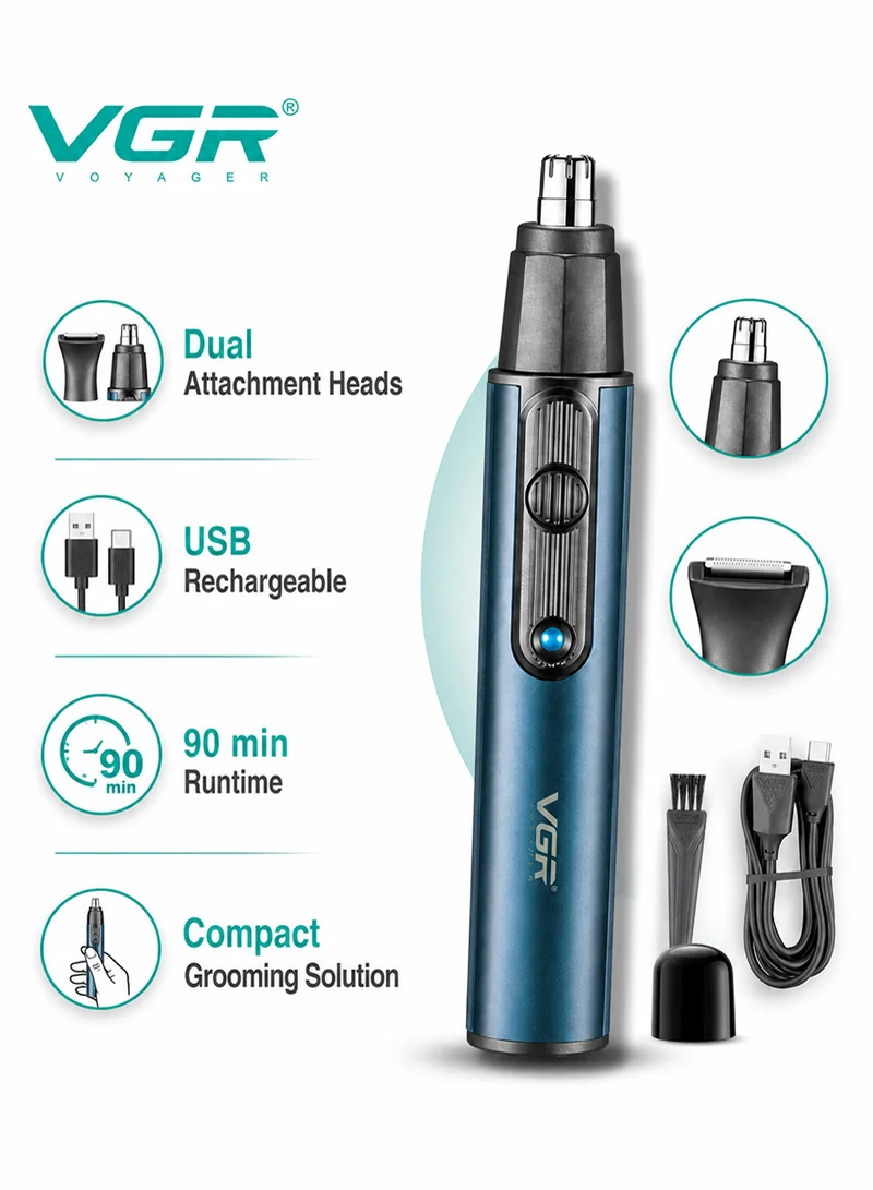 2-in-1 Professional Nose & Hair Trimmer, Rechargeable Body Trimmer Sideburn & Ear Trimmer β Blu β photo 9