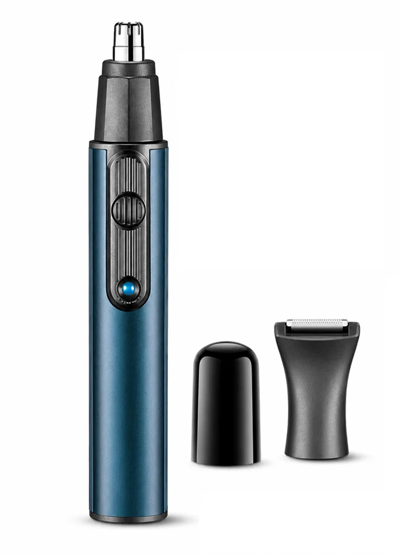 2-in-1 Professional Nose & Hair Trimmer, Rechargeable Body Trimmer Sideburn & Ear Trimmer β Blu