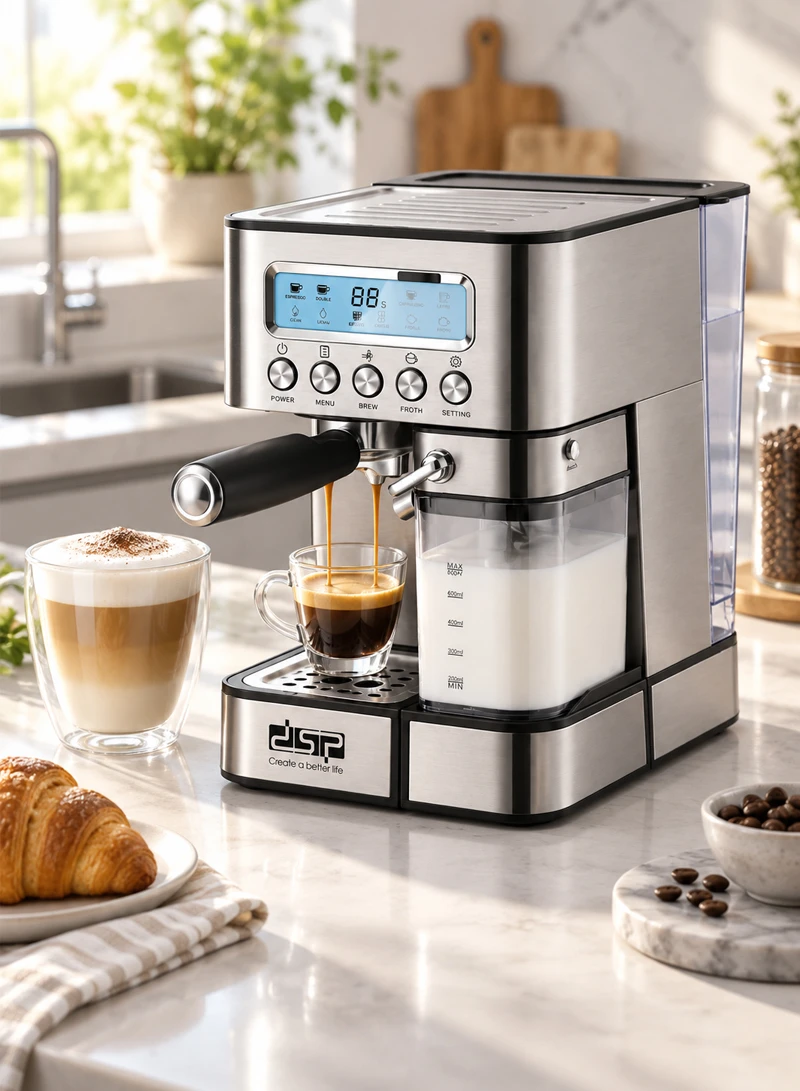 Stainless Steel Electric Espresso Coffee Maker, 15-Bar High-Pressure Espresso Coffee Maker with — photo 8