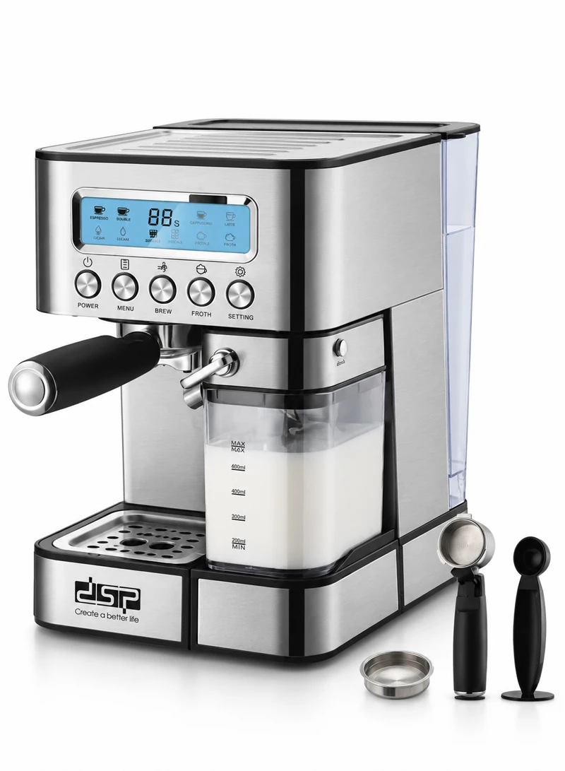 Stainless Steel Electric Espresso Coffee Maker, 15-Bar High-Pressure Espresso Coffee Maker with