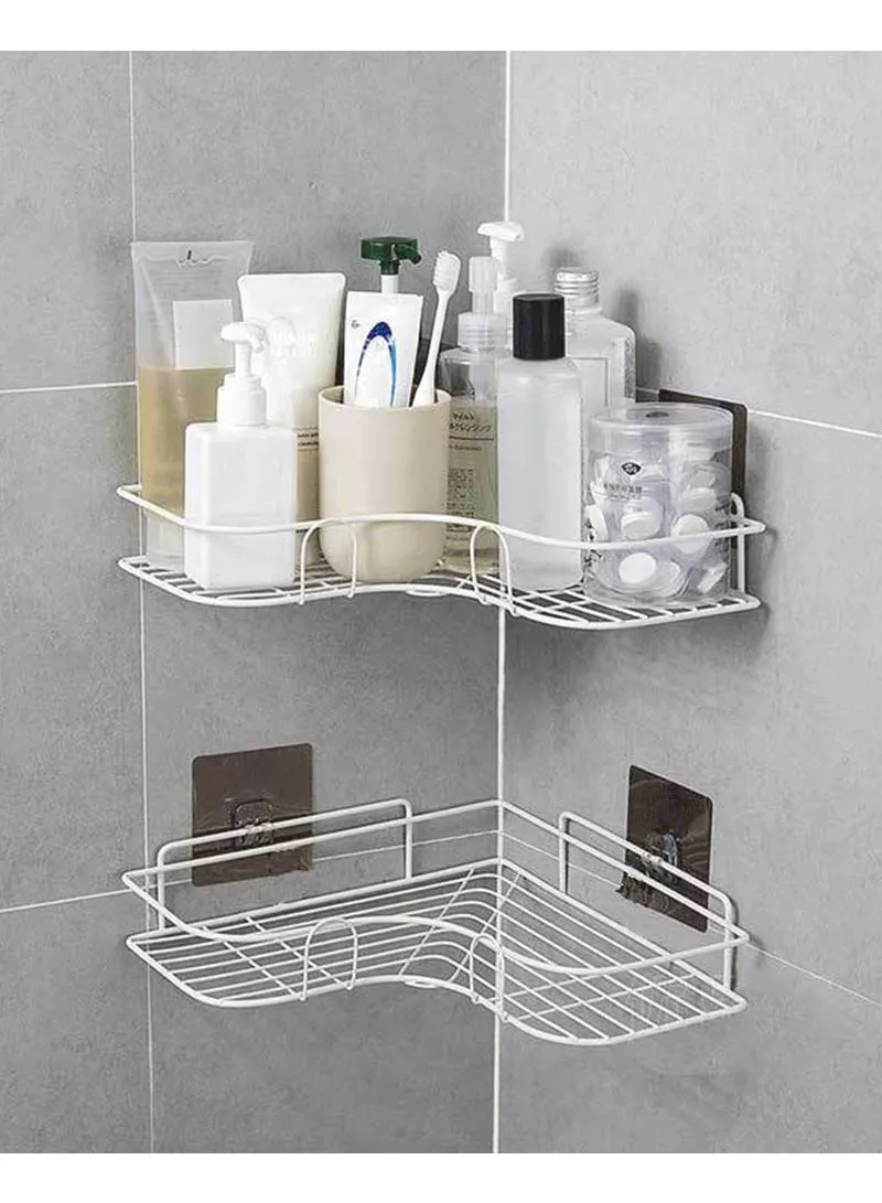 Bathroom Organization Corner Shelf With Side Hanger - White — photo 2