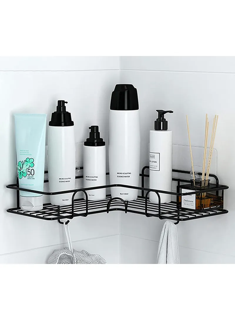 Bathroom Organization Corner Shelf With Side Hanger - White β photo 6