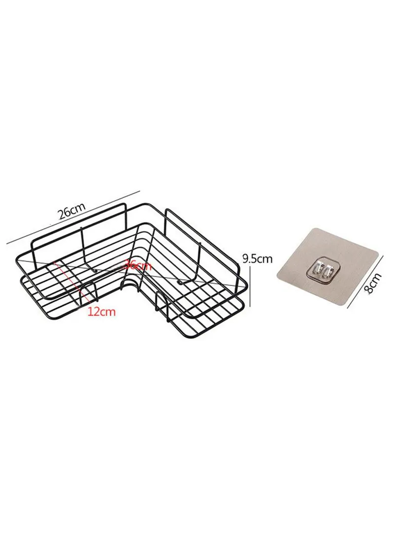 Bathroom Organization Corner Shelf With Side Hanger - White — photo 8