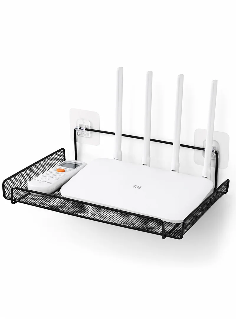 Wall Wifi Router Shelf Living Room Television Set-Top Box Holder Storage Rack - Black