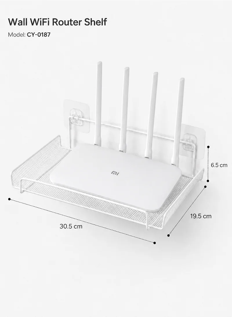 Wall Wifi Router Shelf Living Room Television Set-Top Box Holder Storage Rack - White — photo 2