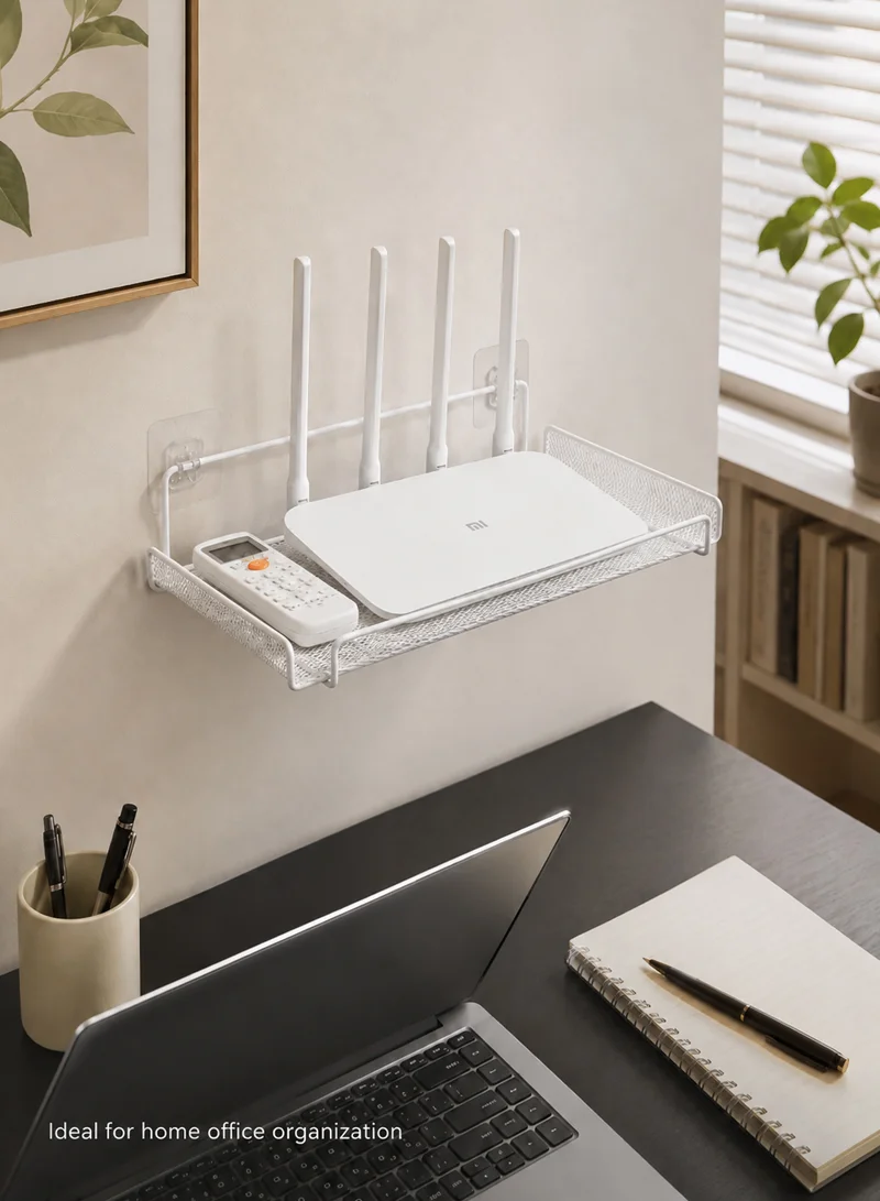 Wall Wifi Router Shelf Living Room Television Set-Top Box Holder Storage Rack - White — photo 8