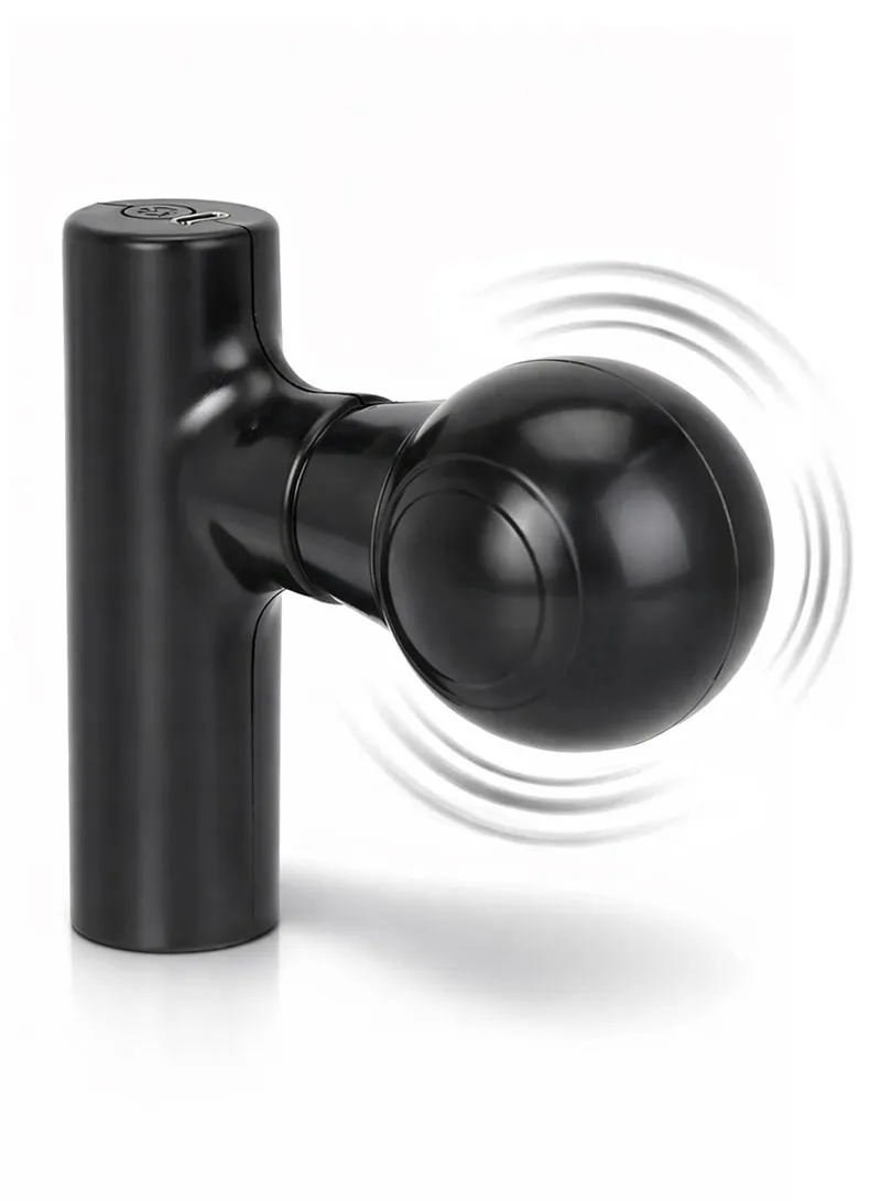 PORTABLE MINIATURE TINY MASSAGE GUN RECHARGEABLE TYPE-C - Black