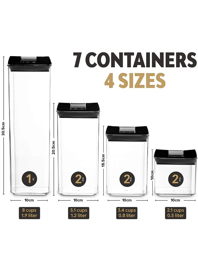 7Pcs Transparent Airtight Food Storage Canisters with Durable Plastic Lids — photo 2