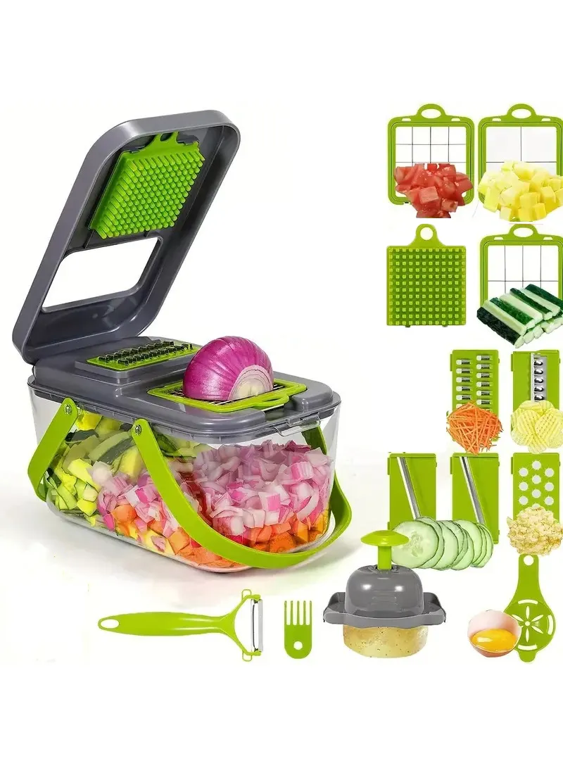 22-in-1 Multifunction Vegetable & Fruit Chopper with Interchangeable Blades — photo 2