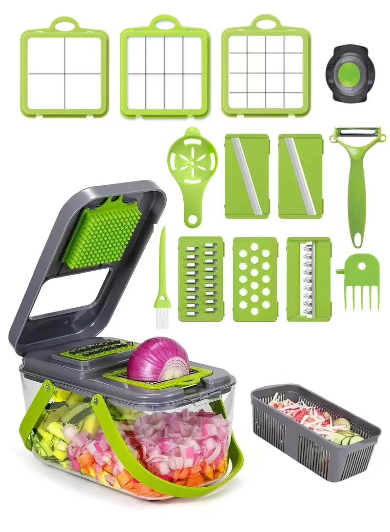 22-in-1 Multifunction Vegetable & Fruit Chopper with Interchangeable Blades