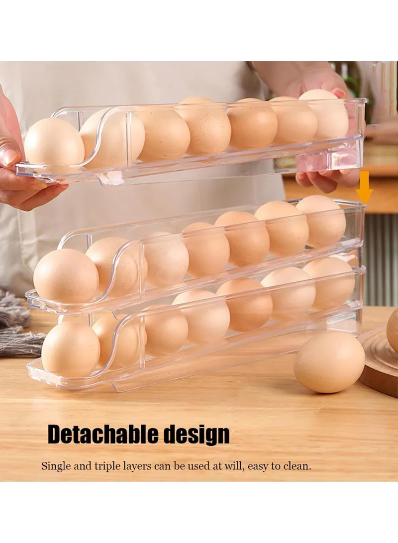 3-Tier Egg Storage Dispenser with Rolling System for Refrigerator — photo 4