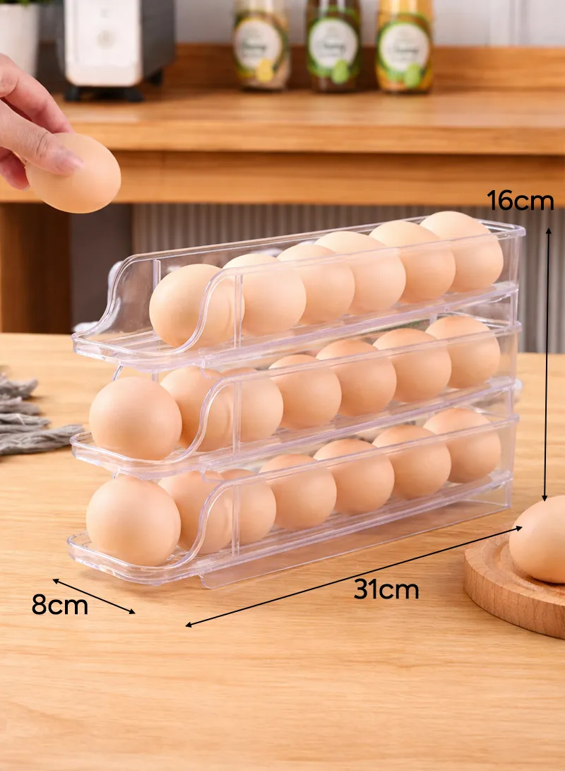 3-Tier Egg Storage Dispenser with Rolling System for Refrigerator β photo 5