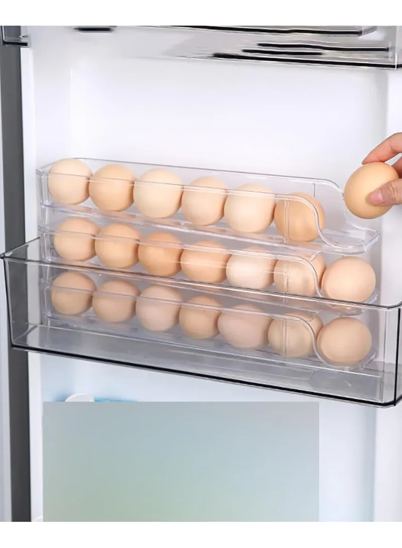3-Tier Egg Storage Dispenser with Rolling System for Refrigerator — photo 7