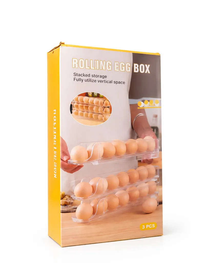 3-Tier Egg Storage Dispenser with Rolling System for Refrigerator — photo 8
