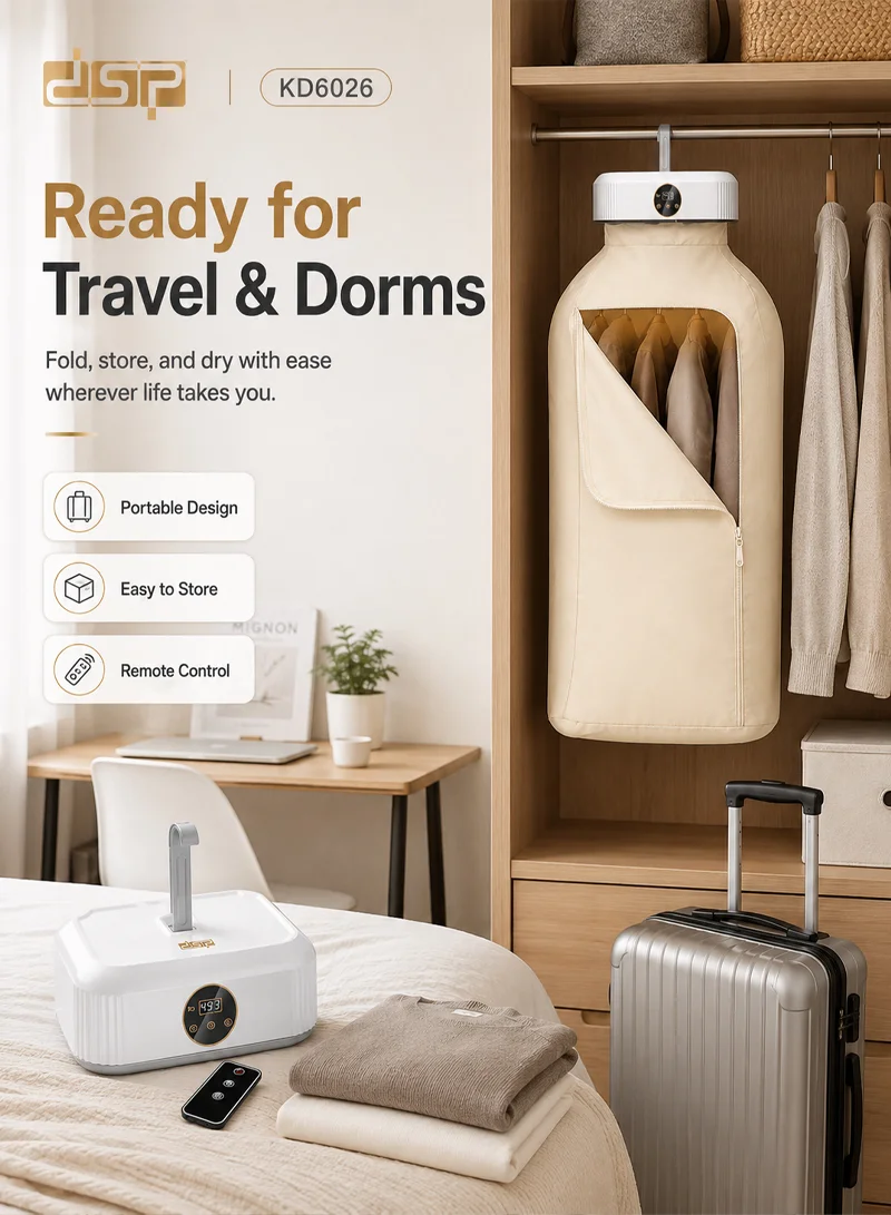 Portable Clothes Dryer with UV Sterilization & 2 Heat Modes - White β photo 6