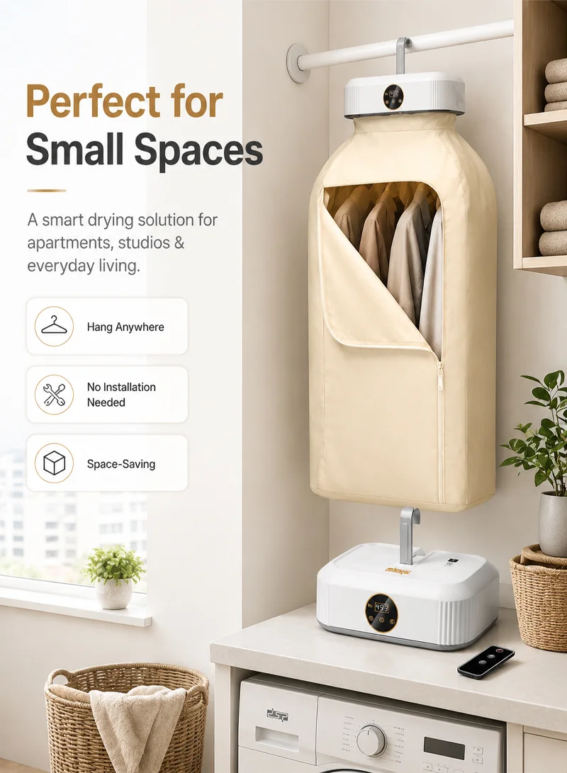 Portable Clothes Dryer with UV Sterilization & 2 Heat Modes - White β photo 7