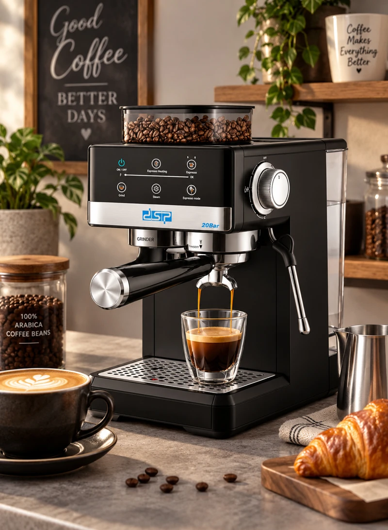 Espresso Machine with Integrated Grinder & Steam Pipe, 20 Grinding Settings, Touchscreen & Ther — photo 9