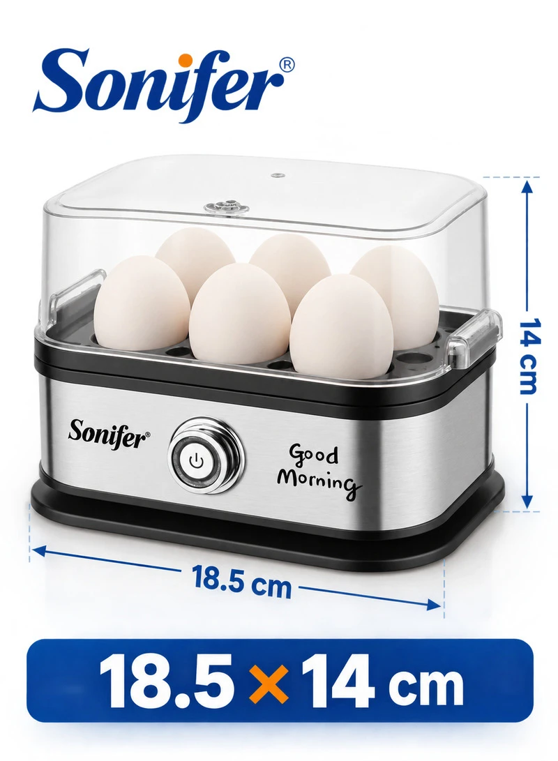 6-Eggs Electric Egg Boiler, Stainless Steel Automatic Egg Boiler Cooker Steamer β photo 2