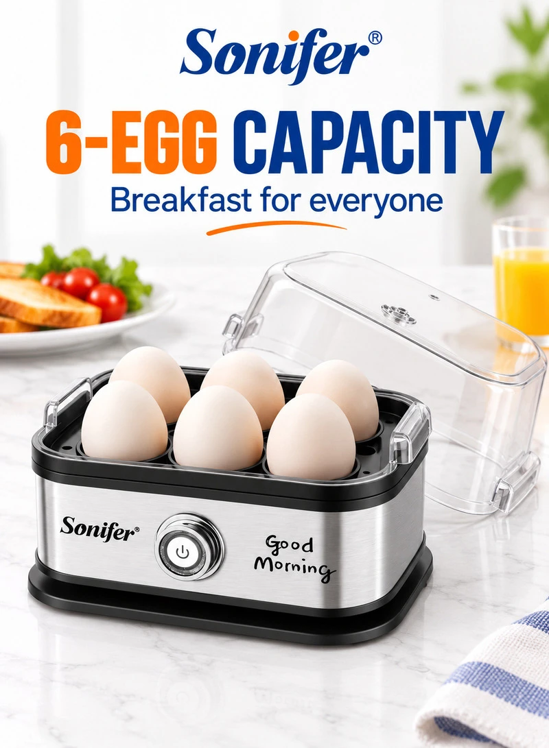 6-Eggs Electric Egg Boiler, Stainless Steel Automatic Egg Boiler Cooker Steamer β photo 4