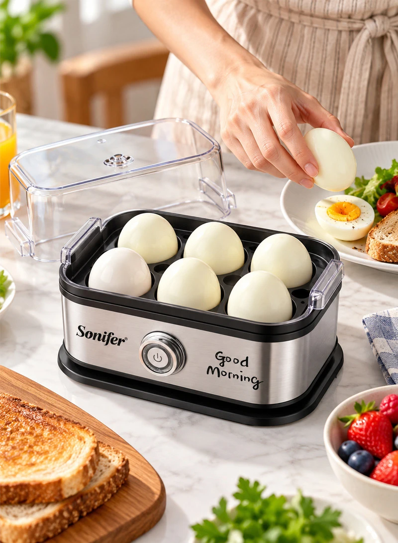 6-Eggs Electric Egg Boiler, Stainless Steel Automatic Egg Boiler Cooker Steamer — photo 5