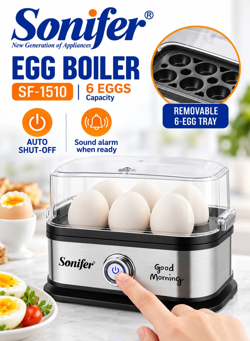 6-Eggs Electric Egg Boiler, Stainless Steel Automatic Egg Boiler Cooker Steamer — photo 7