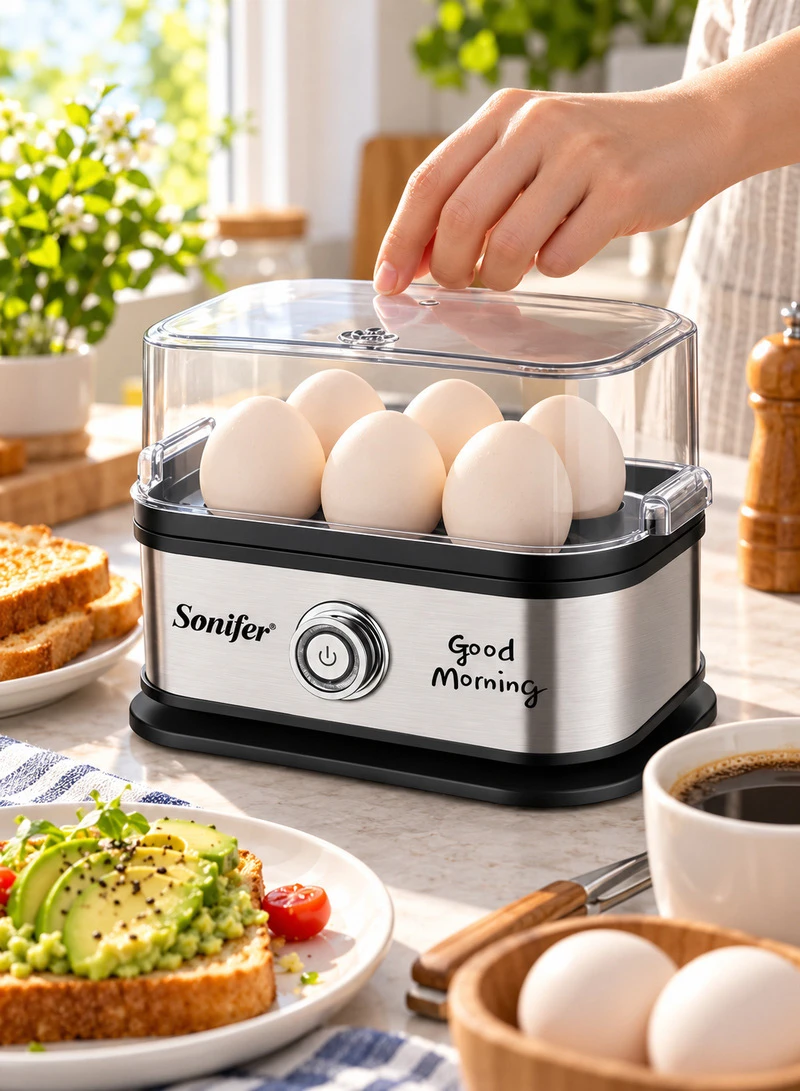 6-Eggs Electric Egg Boiler, Stainless Steel Automatic Egg Boiler Cooker Steamer β photo 8