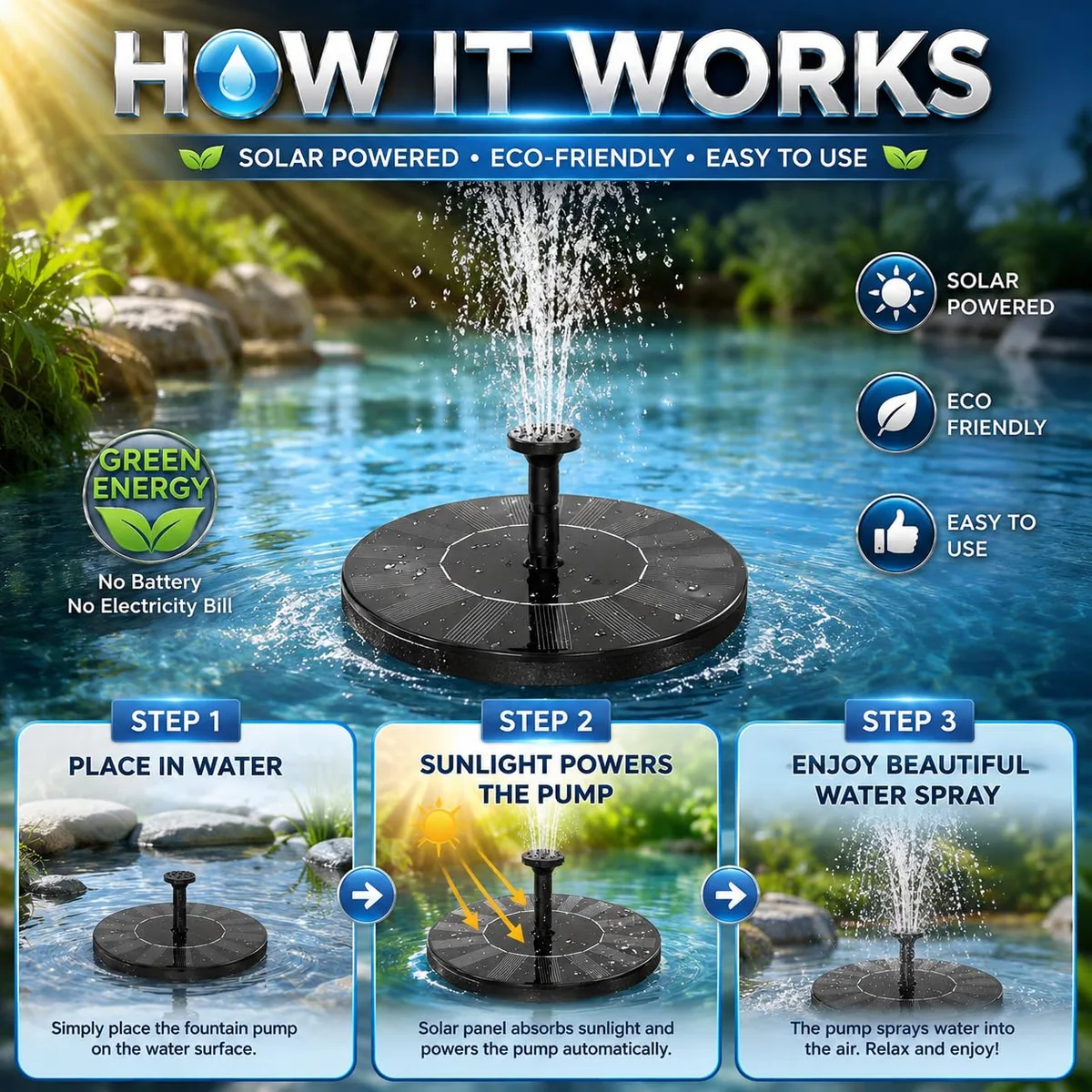 Solar Bird Bath Water Fountain Pump β photo 5