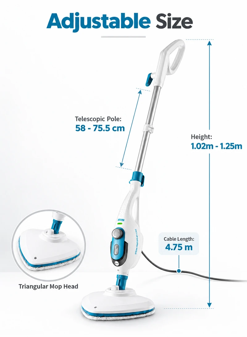 10-in-1 Multifunction Steam Mop With Garment Steamer & Adjustable Telescopic Handle — photo 2