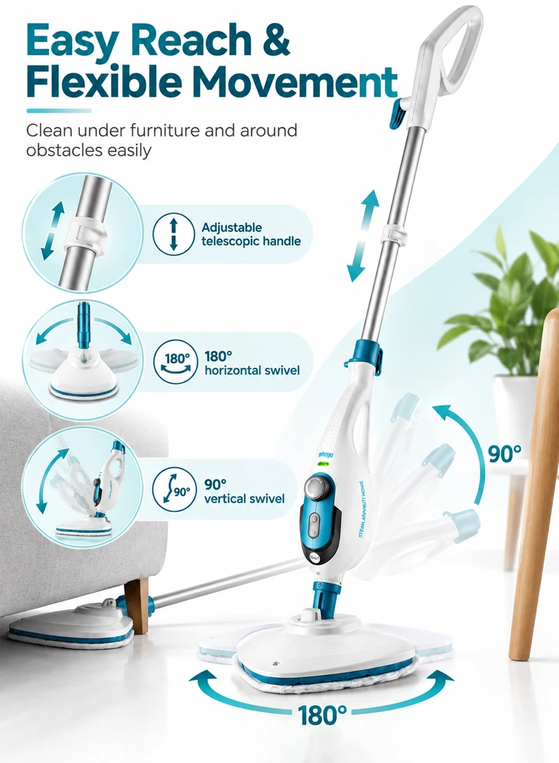 10-in-1 Multifunction Steam Mop With Garment Steamer & Adjustable Telescopic Handle — photo 5