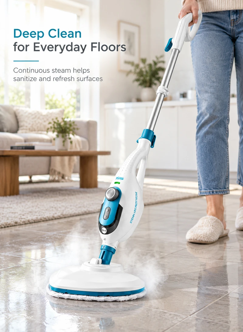 10-in-1 Multifunction Steam Mop With Garment Steamer & Adjustable Telescopic Handle β photo 8