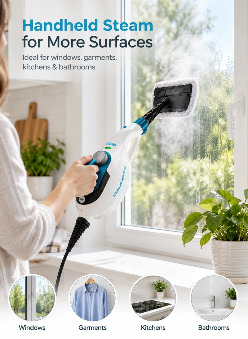 10-in-1 Multifunction Steam Mop With Garment Steamer & Adjustable Telescopic Handle — photo 9