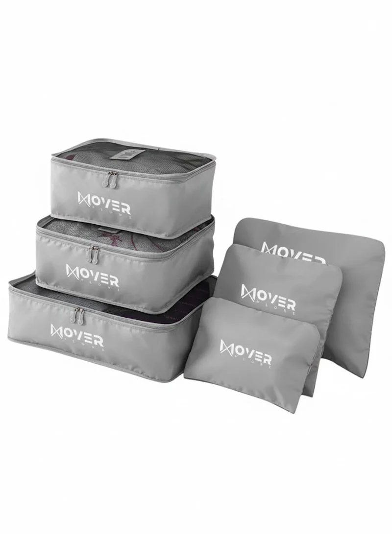 6-Pieces Waterproof Storage Bags Set with Mesh-Top Organizers & Laundry Pouches - Grey — photo 2