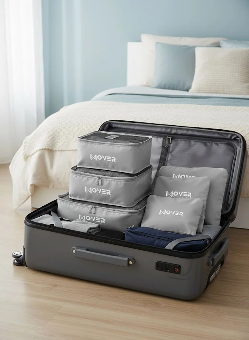 6-Pieces Waterproof Storage Bags Set with Mesh-Top Organizers & Laundry Pouches - Grey β photo 4