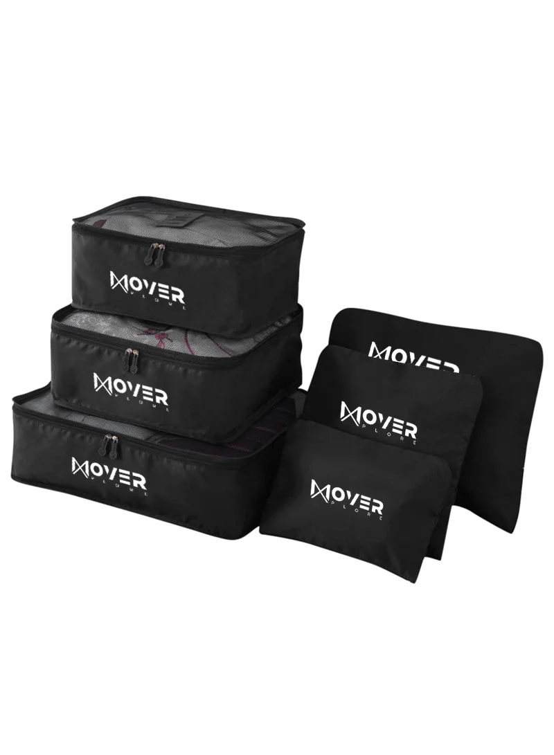 6-Pieces Waterproof Storage Bags Set with Mesh-Top Organizers & Laundry Pouches - Black β photo 2