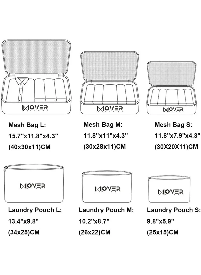 6-Pieces Waterproof Storage Bags Set with Mesh-Top Organizers & Laundry Pouches - Black — photo 3