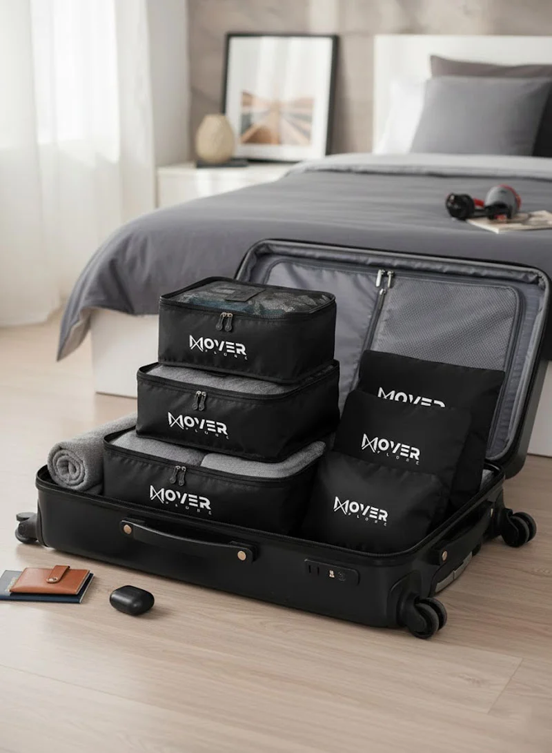 6-Pieces Waterproof Storage Bags Set with Mesh-Top Organizers & Laundry Pouches - Black β photo 4