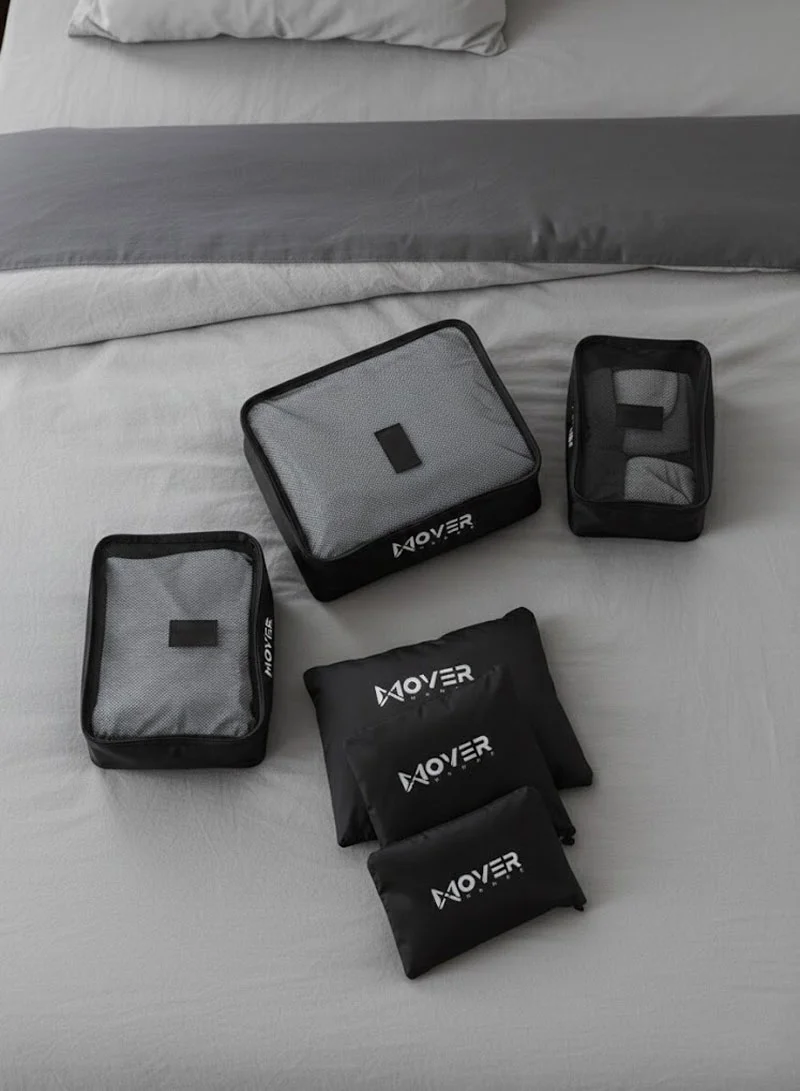 6-Pieces Waterproof Storage Bags Set with Mesh-Top Organizers & Laundry Pouches - Black — photo 9