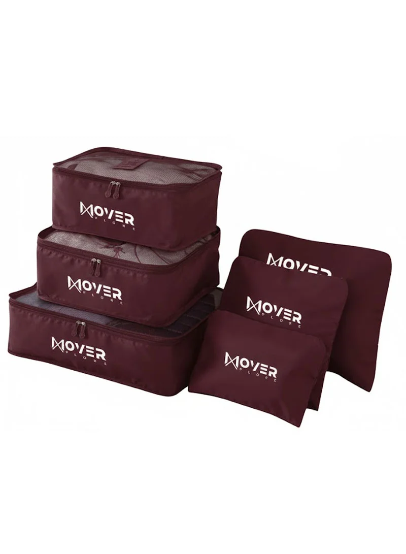 6-Pieces Waterproof Storage Bags Set with Mesh-Top Organizers & Laundry Pouches - Bordeaux — photo 2